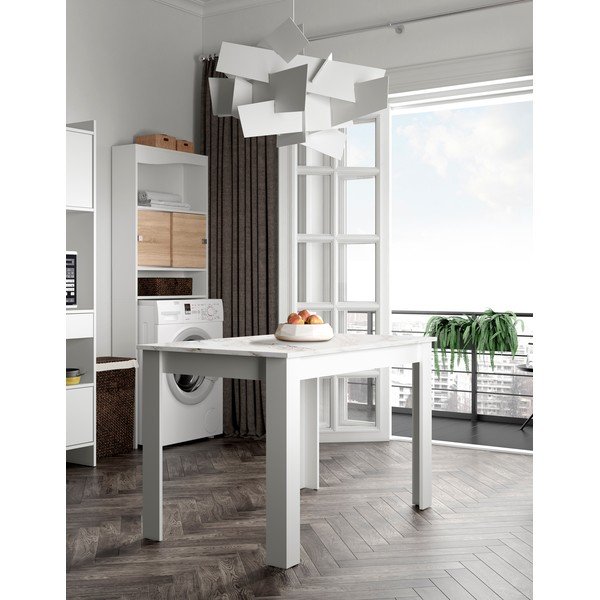 Biały stół z blatem w dekorze marmuru 110x70 cm Nice – TemaHome -image-1