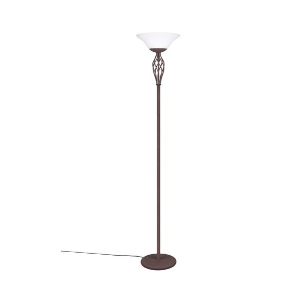 Ciemnobrązowa lampa stojąca ze szklanym kloszem (wysokość 180 cm) Rustica – Trio