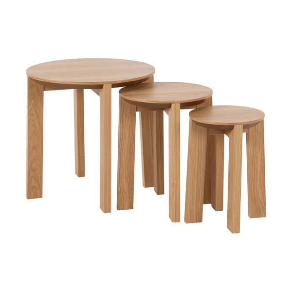 Okrągłe stoliki w dekorze dębu zestaw 3 szt. ø 50 cm Maxime – Actona-image-2