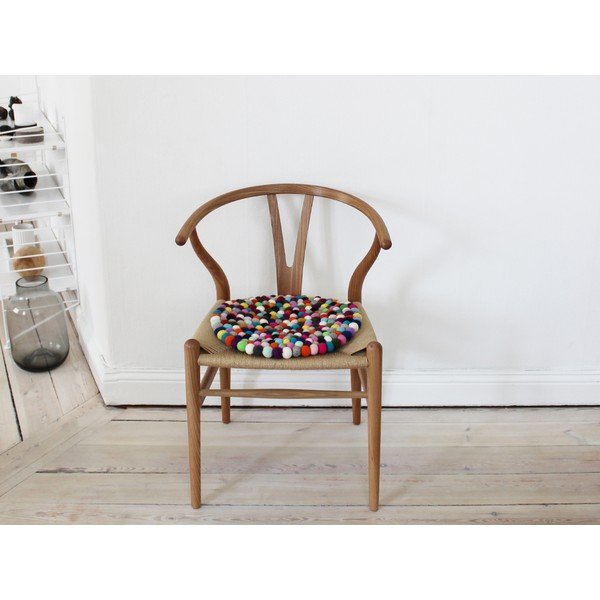 Wełniana kulkowa poduszka na krzesło Wooldot Ball Chair Pad Multi Pang, ⌀ 39 cm-image-1
