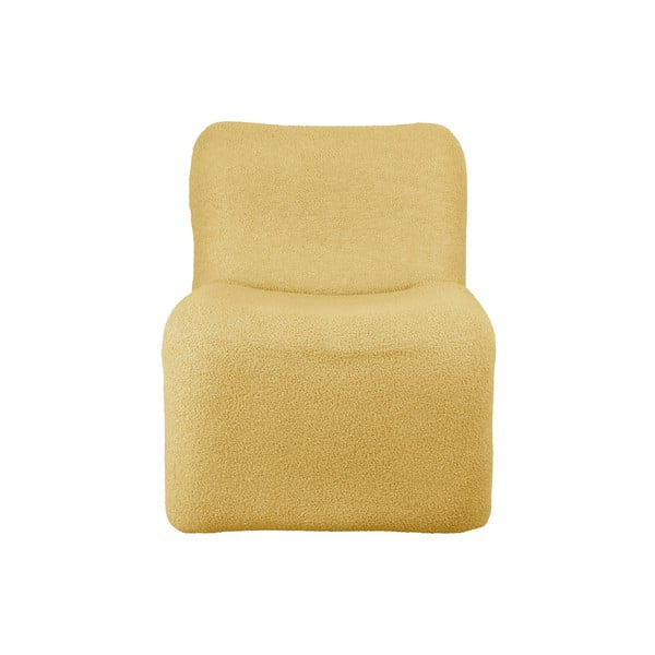 Fotel z materiału bouclé w kolorze ochry Fuerza – Leitmotiv-image-2