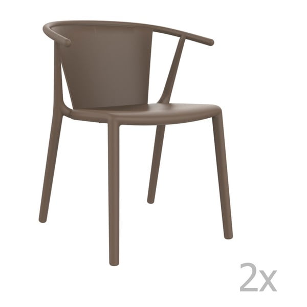 Zestaw 2 brązowych krzeseł ogrodowych Resol steely