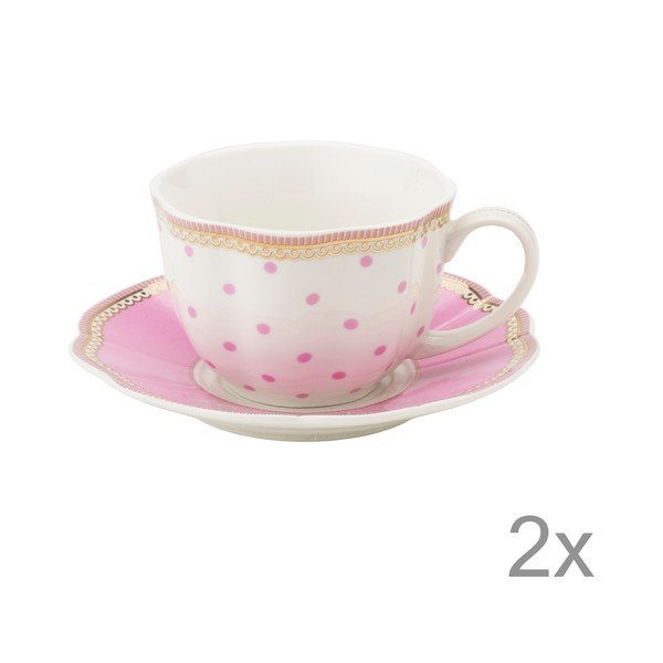 Porcelanowa filiżanka ze spodkiem Rosie Lisbeth Dahl, 2 szt.