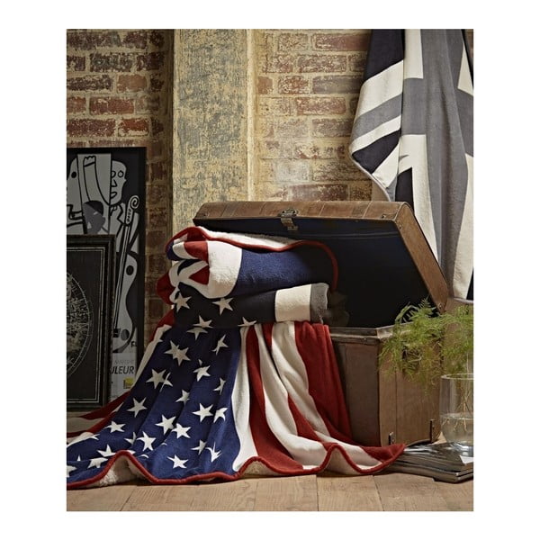 Narzuta z motywem flagi amerykańskiej Catherine Lansfield, 130x170 cm