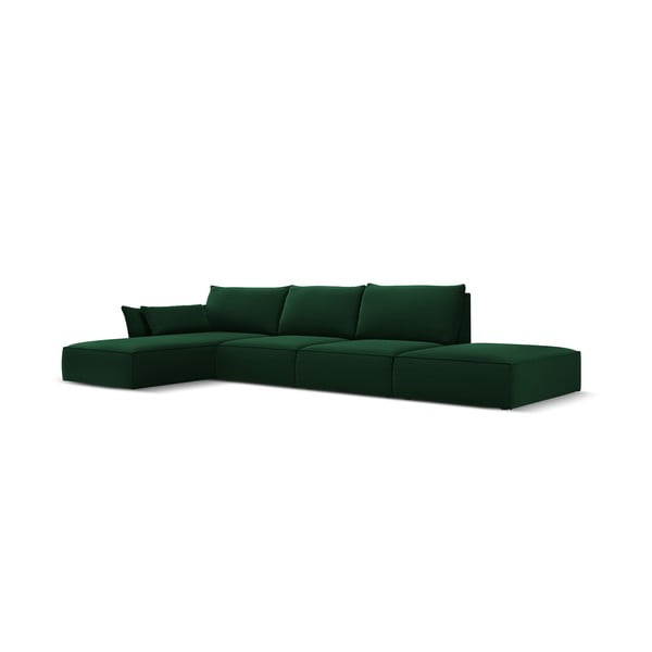 Ciemnozielony aksamitny narożnik (lewostronny/z szezlongiem) Vanda – Mazzini Sofas-image-2