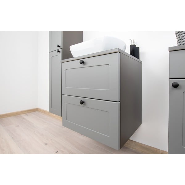 Szara niska wisząca szafka pod umywalkę 61,5x60 cm Senja – STOLKAR-image-2