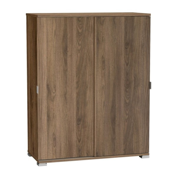 Komoda 2-drzwiowa z przesuwnymi drzwiami z dekorem drewna orzechowego Perfect