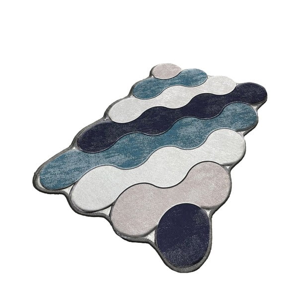 Niebiesko-beżowy dywanik łazienkowy 70x120 cm Circle – Foutastic