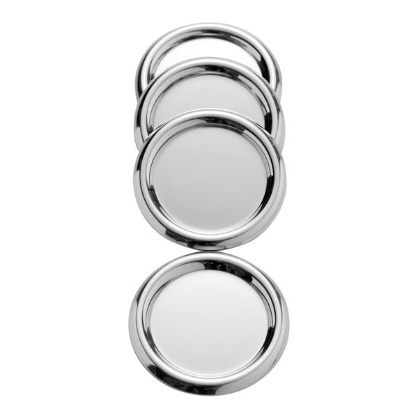Zestaw 4 podkładek ze stali nierdzewnej Steel Function Coasters, ø 10 cm