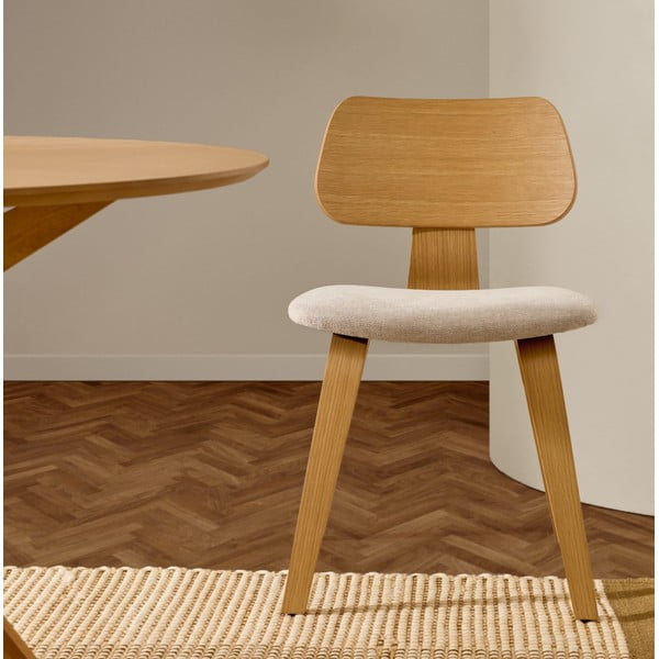 Beżowo-naturalne krzesło w dekorze dębu Gena – Kave Home-image-1