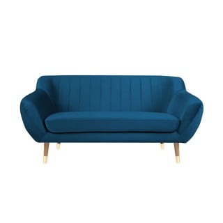 Niebieska aksamitna sofa Mazzini Sofas Benito, 158 cm