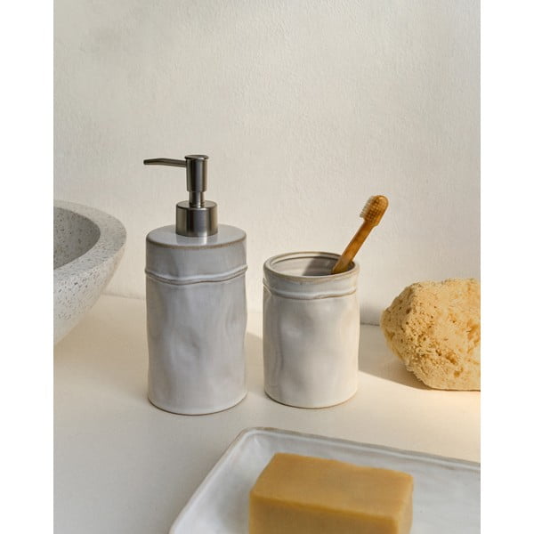 Kremowy ceramiczny kubek na szczoteczki do zębów Savel – Kave Home-image-1
