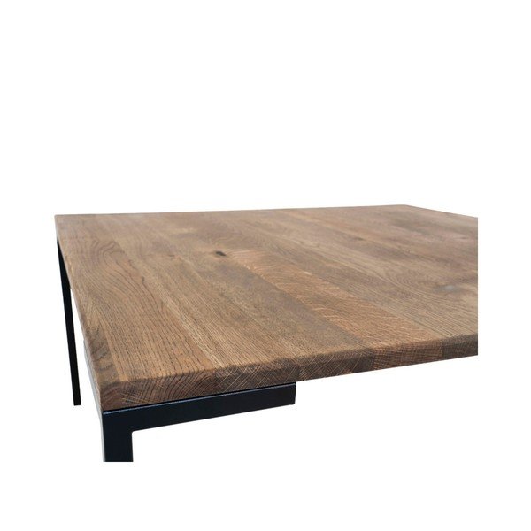 Czarny stolik z ciemnym blatem z drewna dębowego House Nordic Lugano, 90x90 cm-image-2