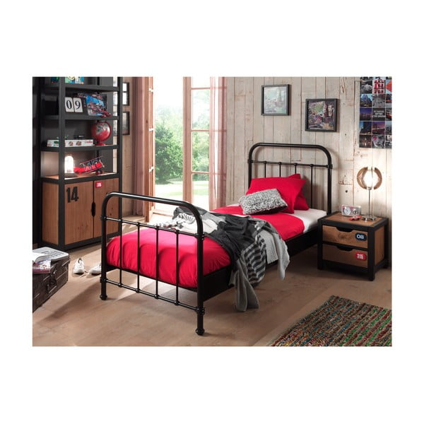 Czarne metalowe łóżko dziecięce Vipack New York, 90x200 cm-image-2