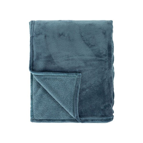 Niebieska narzuta na łóżko dwuosobowe z mikropluszu 180x220 cm Cosy – Tiseco Home Studio-image-2