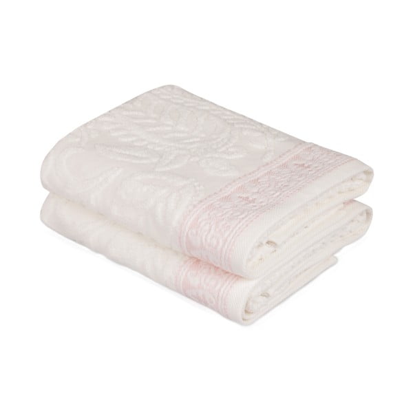 Komplet 2 kremowych bawełnianych ręczników na ruce Catherine, 50x90 cm