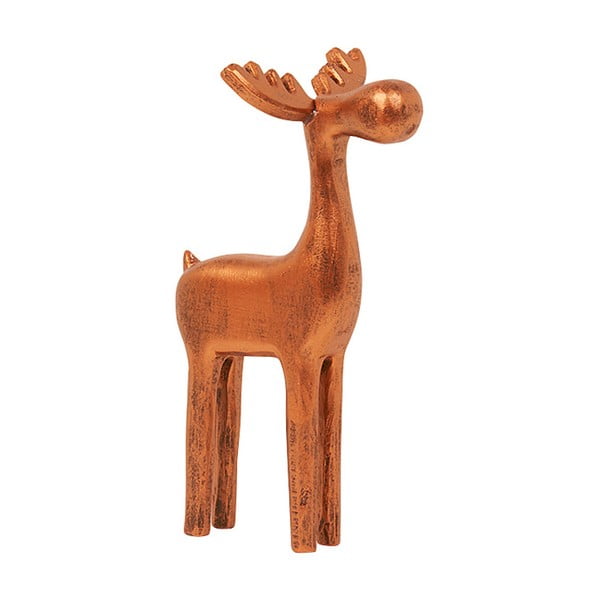 Dekoracja Small Wooden Copper Reindeer, 19 cm