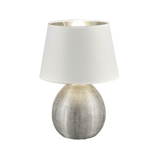 Biała lampa stołowa z ceramiki i tkaniny Trio Luxor, wys. 35 cm