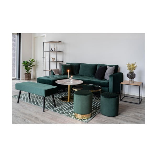 Ciemnozielona aksamitna ławka Bonami Essentials Skiby-image-3