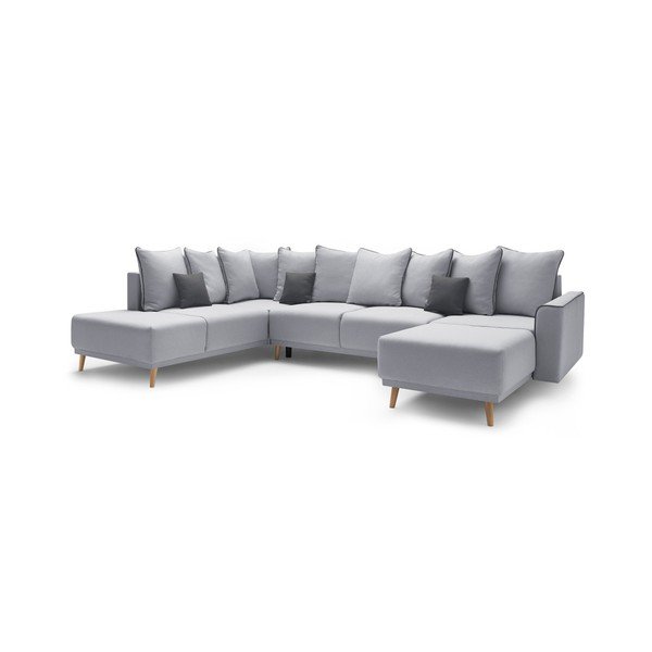 Szary narożnik rozkładany w kształcie U Bobochic Paris Panoramique XXL Mola, prawostronny-image-3