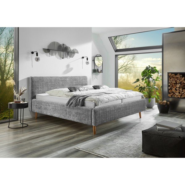 Jasnoszare tapicerowane łóżko dwuosobowe ze stelażem 180x200 cm Primavera – Meise Möbel-image-1