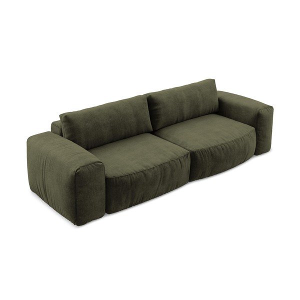 Zielona rozkładana sofa z tkaniny szenilowej 275 cm Kuki – Makamii-image-3