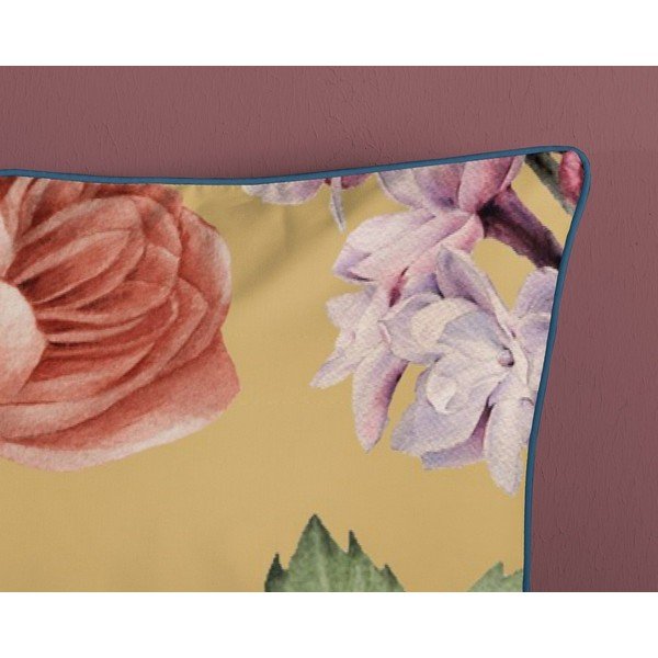 Żółta pościel jednoosobowa z bawełny organicznej Descanso Flowery, 140x200 cm-image-3