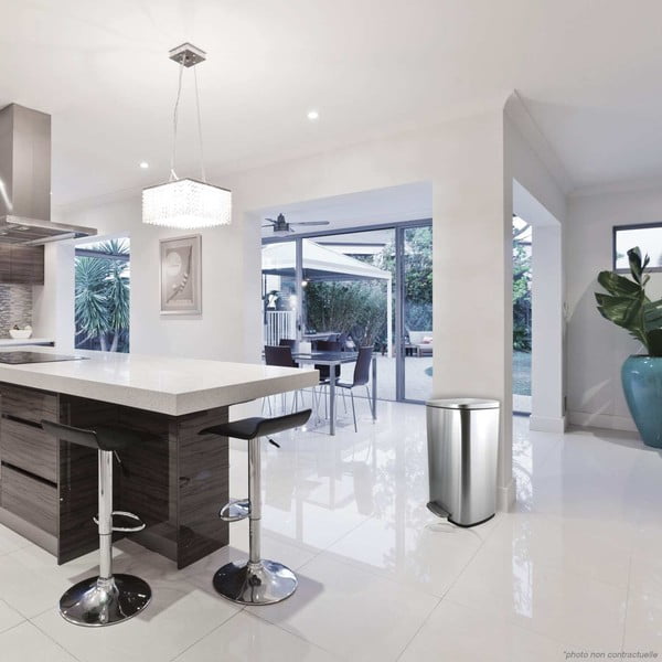 Stalowy kosz na śmieci z pedałem w kolorze matowego srebra 50 l   Akira – Spirella-image-1