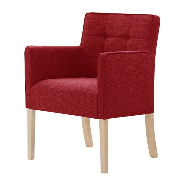 Czerwone krzesło z brązowymi nogami Ted Lapidus Maison Freesia
