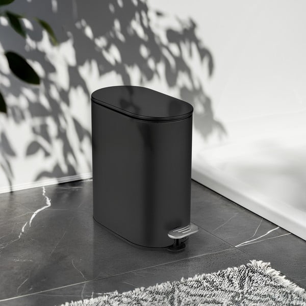 Stalowy kosz na śmieci z pedałem w kolorze matowej czerni 5 l Collungo – Wenko-image-1