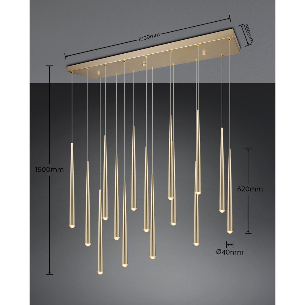 Lampa wisząca LED w kolorze złota Cala – Trio Select (zdjęcie 9)
