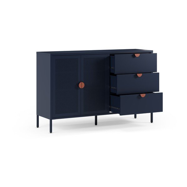 Ciemnoniebieska metalowa komoda 140x90x40 cm Sayla – Marckeric-image-1