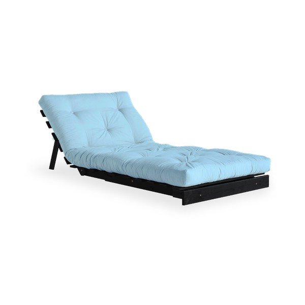 Fotel rozkładany z jasnoniebieskim obiciem Karup Design Roots Black/Light Blue-image-4