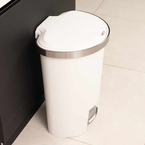 Biały plastikowy kosz na śmieci z pedałem 50 l – Addis-image-1