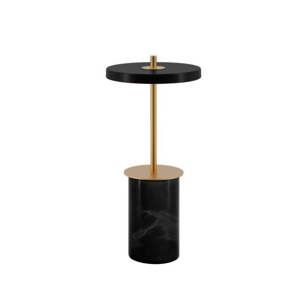 Czarna marmurowa lampa stołowa LED ze ściemniaczem i metalowym kloszem (wysokość 25,5 cm) Asteria Move Mini – UMAGE