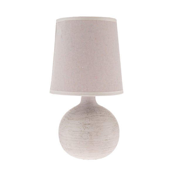 Jasnoszara lampa stołowa ceramiczna z tekstylnym kloszem (wysokość 29 cm) Bianca – Dakls