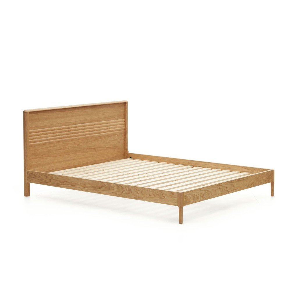 Łóżko dwuosobowe z litego drewna dębowego ze stelażem 180x200 cm Lenon – Kave Home
