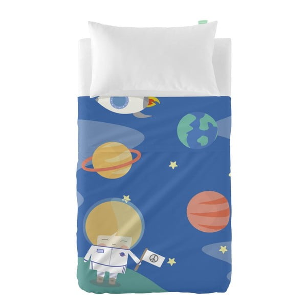Komplet prześcieradła i poszewki na poduszkę z czystej bawełny Happynois Astronaut, 120x180 cm