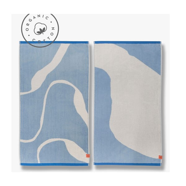 Biało-niebieskie ręczniki z bawełny organicznej zestaw 2 szt. 50x90 cm Nova Arte – Mette Ditmer Denmark