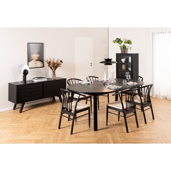 Czarna niska komoda w dekorze dębu z drzwiami przesuwnymi 160x72 cm A-Line – Actona-image-1