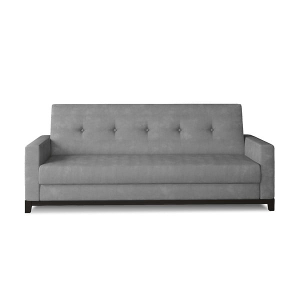 Jasnoszara aksamitna rozkładana/ze schowkiem sofa 216 cm Selene – ELTAP