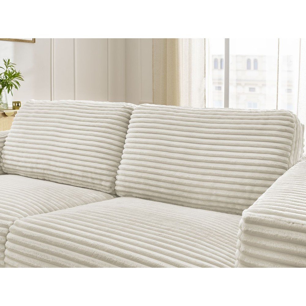 Beżowa sztruksowa rozkładana sofa do spania 220 cm Hugo – Bobochic Paris (zdjęcie 5)