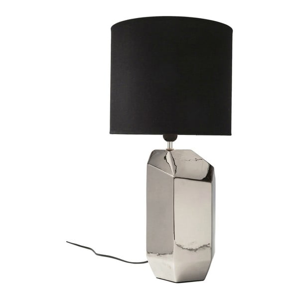 Szara lampa stołowa z czarnym abażurem Kare Design Diamond