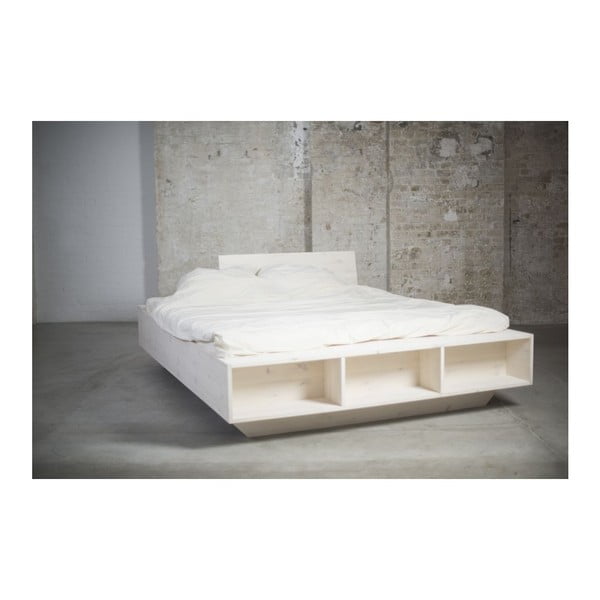 Łóżko Luke z regulowanym zagłówkiem i półkami, 180x200 cm