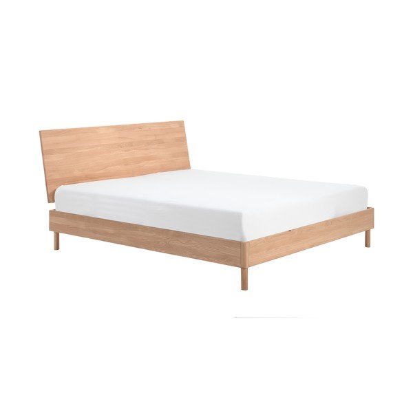 Łóżko dwuosobowe z litego drewna dębowego bez stelaża 180x200 cm w naturalnym kolorze Forrest – Vipack