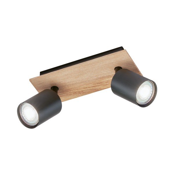 Czarno-naturalna lampa sufitowa z metalowym kloszem ø 9 cm Holton – Fischer & Honsel