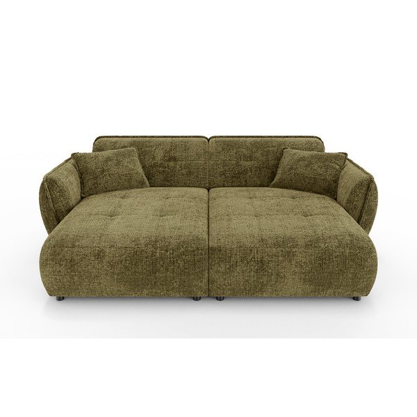 Zielona sofa z tkaniny szenilowej z szezlongiem 252 cm Nelia Big – Ropez