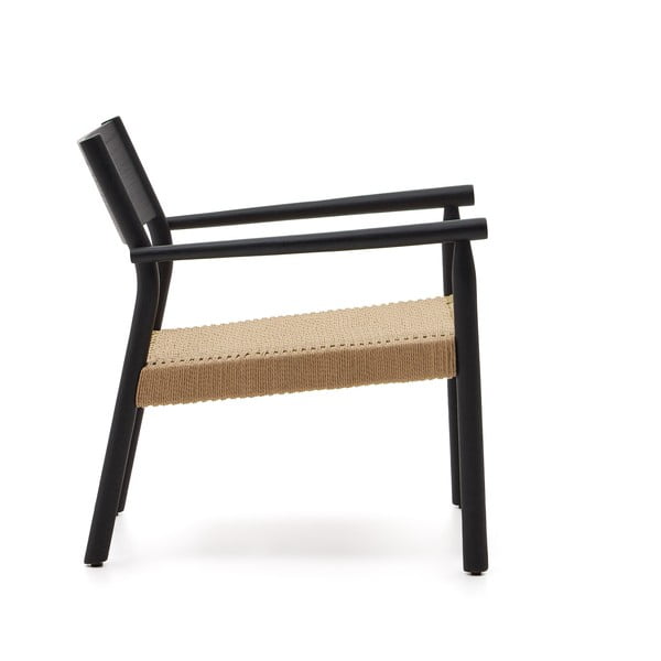 Czarny fotel z plecionką Yalia – Kave Home-image-3