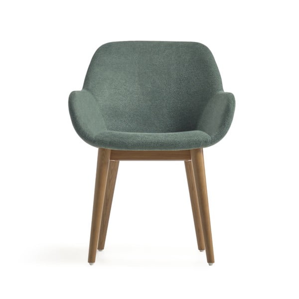 Zielony tapicerowany fotel jadalniany z podłokietnikami Konna – Kave Home-image-2