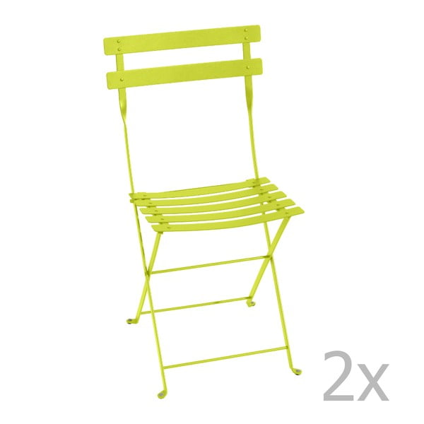 Zestaw 2 limonkowych krzeseł składanych Fermob Bistro